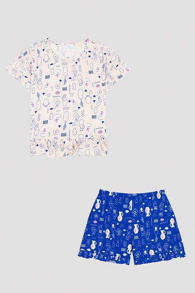 Penti Girl's Cute Vase Patterned Pajama Set