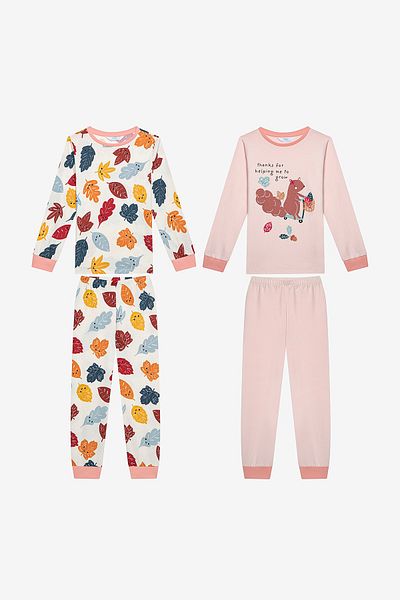 Penti Cotton Girl's Squirrel 2-Piece Multicolored Pajama Set