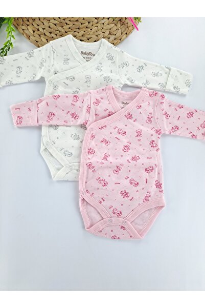 Butik Kız Bebek / Çocuk 2 Adet Yandan Çıtçıtlı Kendinden Eldivenli % 100 Pamu...