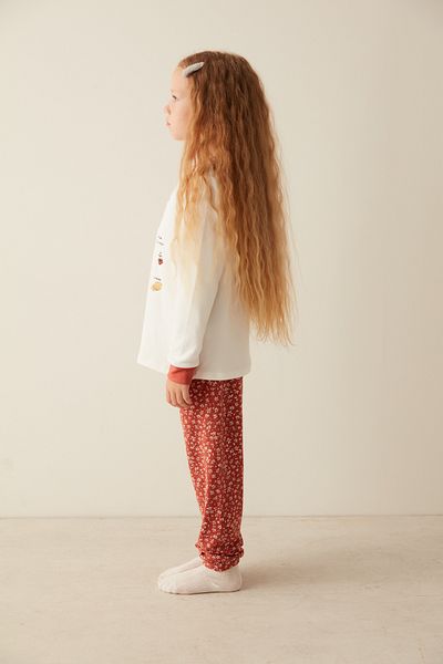 Penti Multicolored Girl's Apple Pie Thermal Pajama Set