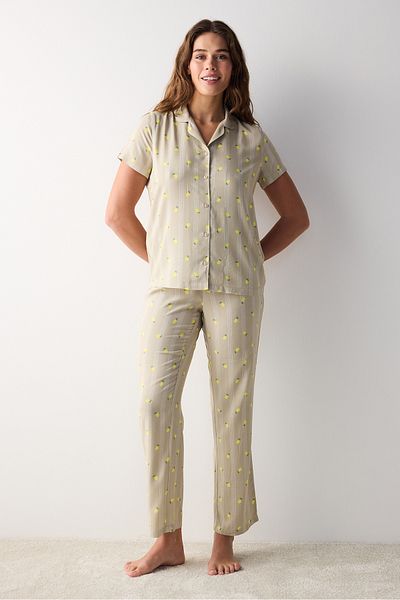 Penti Set de pijamale pentru cămașă și pantaloni cu imprimeu verde deschis