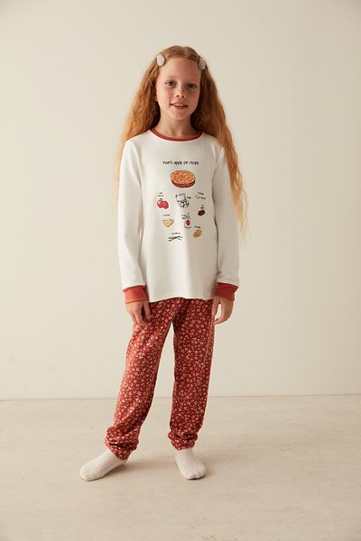 Penti Multicolored Girl's Apple Pie Thermal Pajama Set