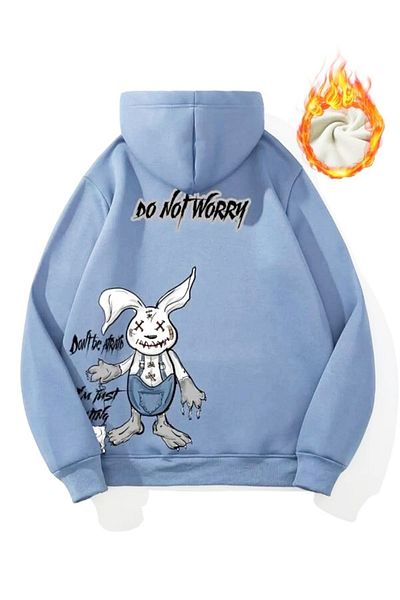 MODARİCH Hanorac 3 Yarn Don't Worry - Hanorac supradimensionat cu imprimeu albastru baby