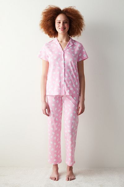 Penti Cuteness Printed Pink Shirt Pants Pajama Set