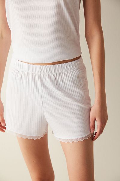 Penti White Elegant Lace Detailed Shorts Pajama Bottoms - Bridal Collection