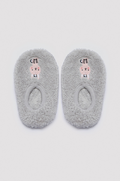 Penti Kız Çocuk Tavşanlı Gri Ev Patiği