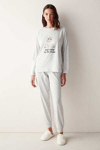 Penti Cute Gray Pants Pajama Set