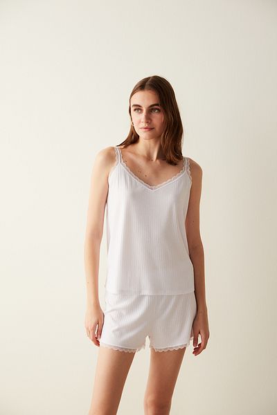 Penti White Elegant Lace Detailed Shorts Pajama Bottoms - Bridal Collection