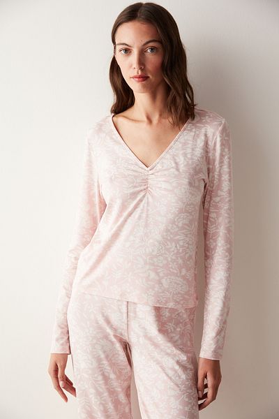 Penti Top de pijama tricou cu model Joise roz