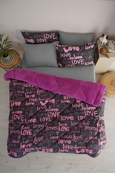 MARLA HOME Комплект спално бельо с цветен диамант и мотиви на любовта