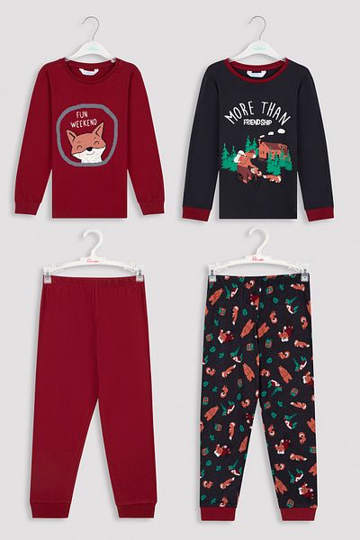 Penti Set de pijamale din 2 piese cu modele animale pentru băiat multicolor