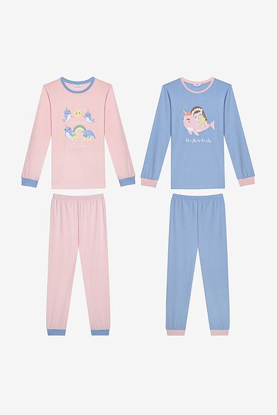 Penti Cotton Sky 2-Piece Colorful Pajama Set for Girls