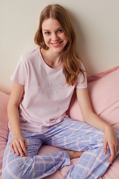 Penti Relax Lavender Checked Pajama Set