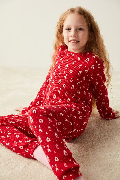 Penti Red Girl's Home Patterned Pajama Set