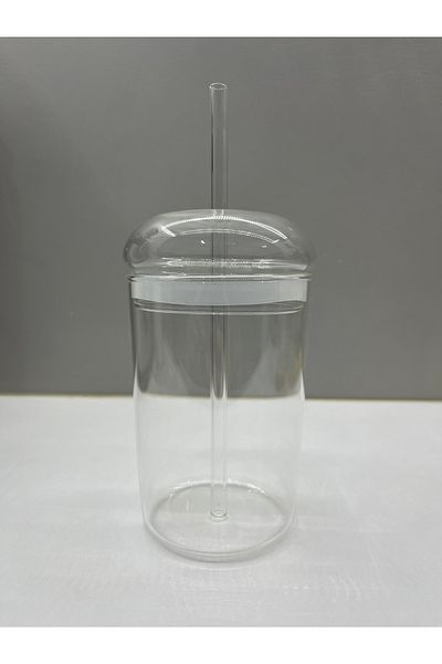 MİMOZA PARK 1 Piece Heat Resistant Simple Gasketed Full Glass Straw Cup