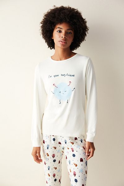 Penti Tricou alb termic Hug Friend Top pijama