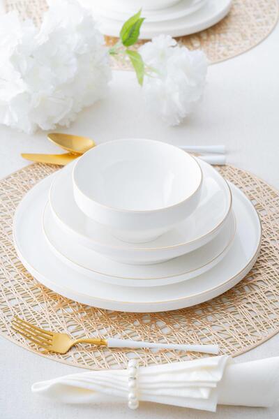 ACAR Golden Rise 6 Kişilik 24 Parça Porselen Yemek Takımı