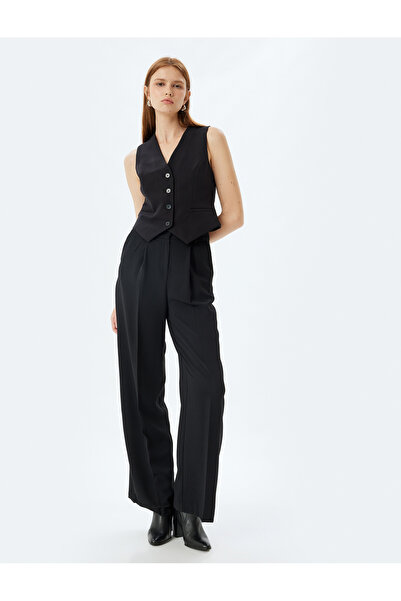 Koton Slim Fit Düğmeli V Yaka Klasik Blazer Yelek