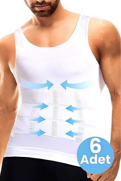 Uniquetrenders Ανδρικό Body Shaper Chest and Belly Tightening Αναπνεύσιμος κορσές εσώρουχο 6 τεμαχίων