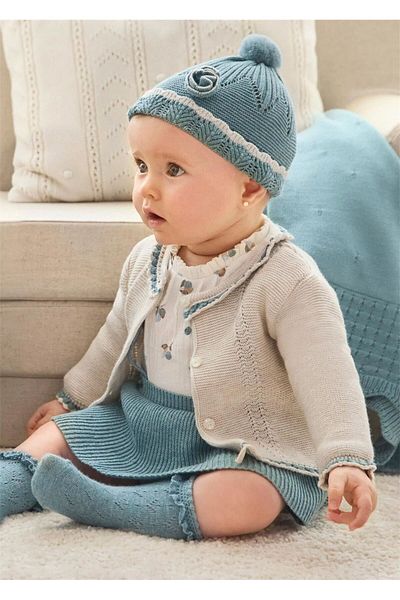 MAYORAL Blue Knitwear 3-Piece Baby Girl Set - 2891