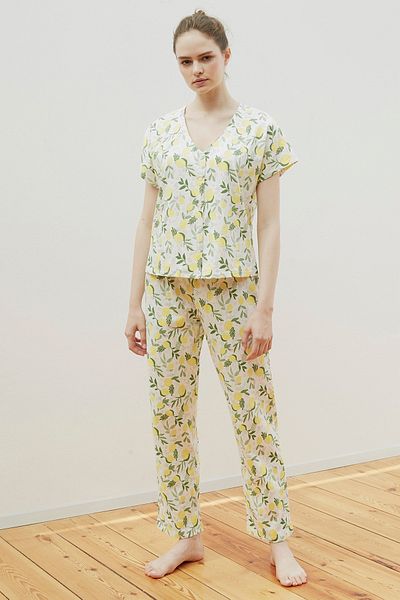 Penti Lemon Crinkle Shirt Pants Set