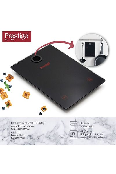 Prestige Digital Kitchen Scale Multifunction Food Weight Scale - 11lb/5kg with 0.1oz/1g , black
