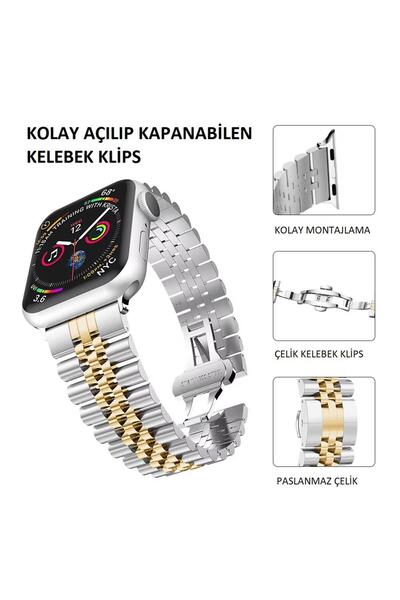 MercanSaat 22 mm Jubile Tasarım Paslanmaz Çelik Saat Kordonu Apple Watch Uyumlu