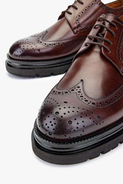 Valmenti Ανδρικά κλασικά παπούτσια από γνήσιο δέρμα καφέ