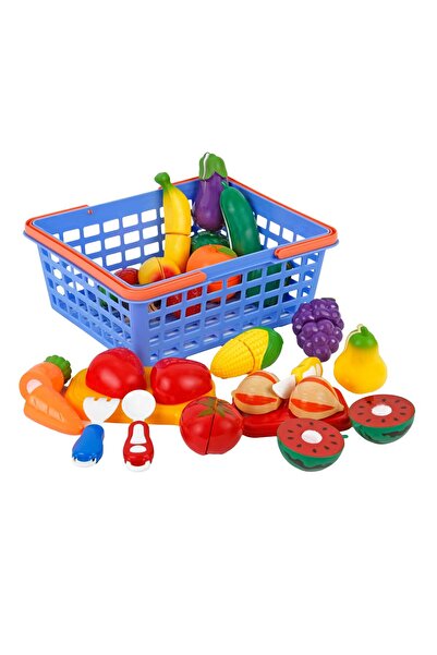 Birlik Oyuncak مجموعة فواكه وخضروات قابلة للقطع مع سلة 42 قطعة