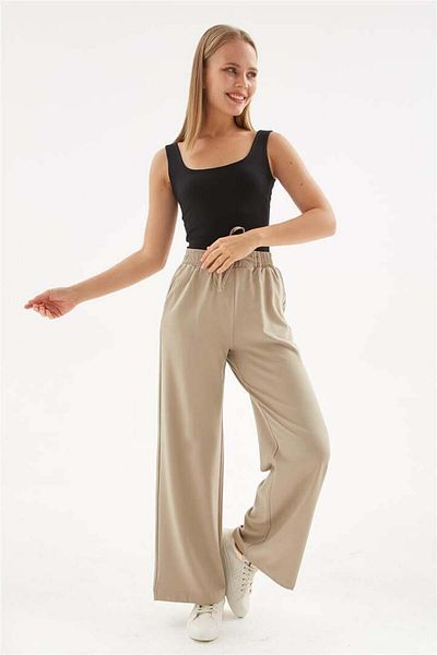 Fashion Friends Παντελόνι με φαρδύ πόδι σε μπεζ χρώμα