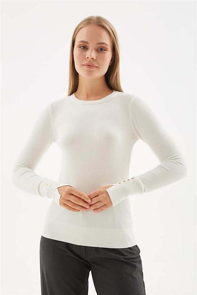 Fashion Friends Ecru Crew Neck Sweater