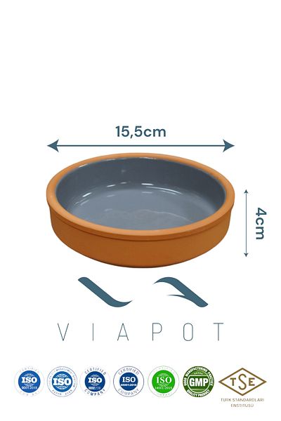 Viapot 450 ml Rumeli Soil Casserole Bowl - Set of 2 Colored Glazed Pottery - Gray