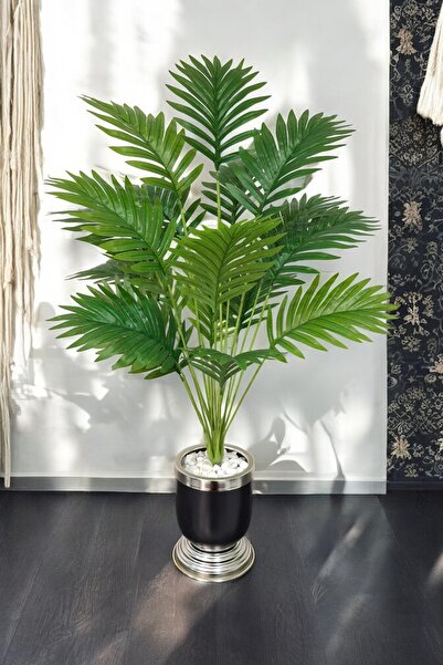 SY Vista Yapay Palmiye - Areka Palmiyesi 18 Yapraklı Siyah Metal Ayaklı Saksı...