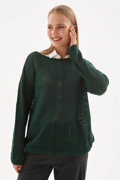 Fashion Friends Pulover ajurat verde