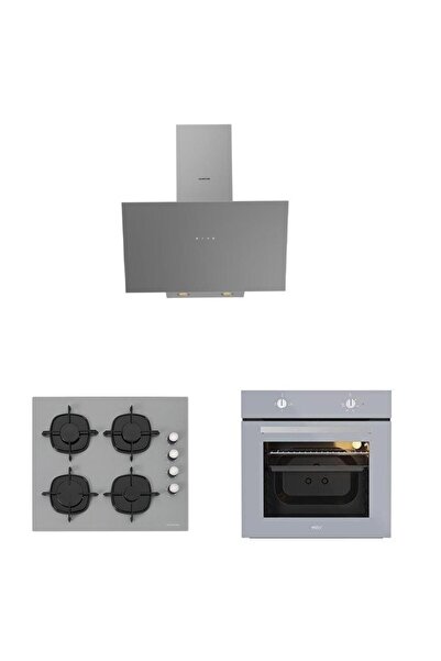 Silverline Karma Ankastre Gri Cam Set 3481 Davlumbaz - CS5335S01 ocak- Esty A...