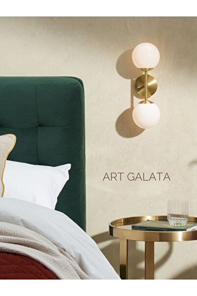 Art Galata İkili duvar aplik antik sarı