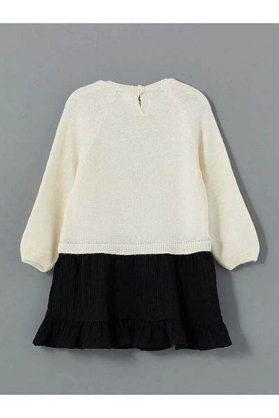 LC Waikiki Lcw Baby Cream Color Crew Neck Knitwear Baby Girl Dress