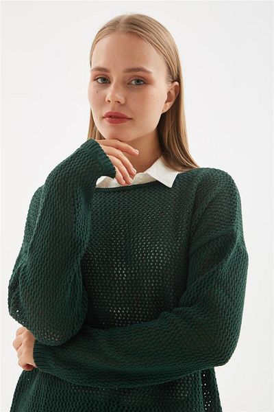 Fashion Friends Pulover ajurat verde