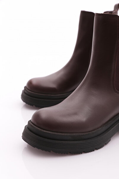 DGN Kadın Strech Detaylı Bot Kahve Hakiki Deri 62162453