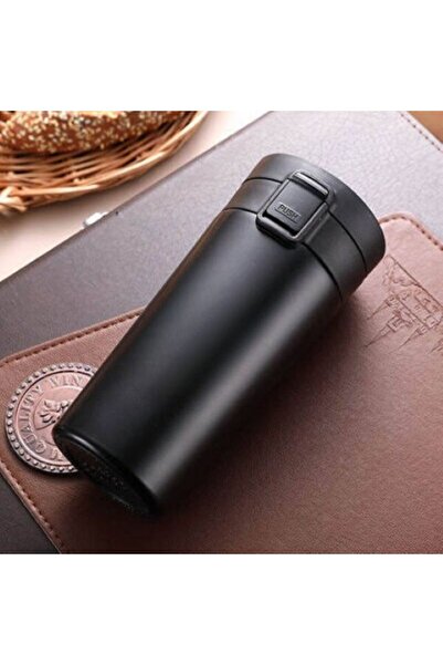 MİSSCAFE Snape Filtreli Çift Katmanlı Mug Termos Bardak 380ml Mat Siyah