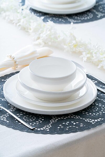 ACAR Silver Rise 6 Kişilik 24 Parça Porselen Yemek Takımı