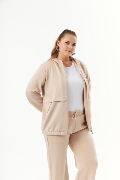 RMG Φούτερ Mink Modal - Με κουκούλα και φερμουάρ, Plus Size