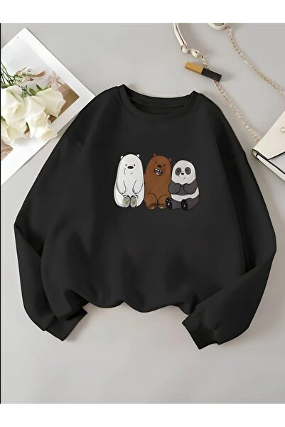 GYES سويت شيرت بناتي/أولاد مطبوع عليه دببة من Kafadar برقبة دائرية شتوية