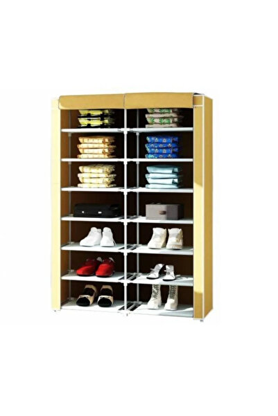 Home Dzgn Home İki 2 Bölmeli Plastik Profilli Çok Amaçlı Ayakkabılık Bez Dola...