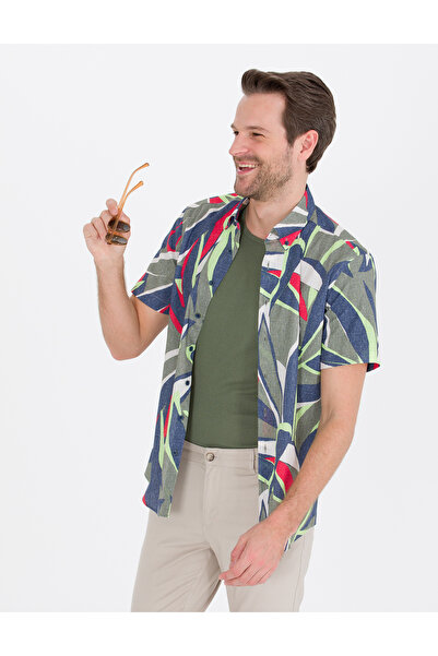 Pierre Cardin Khaki Regular Fit Short Sleeve Shirt 50265021 -Vr027