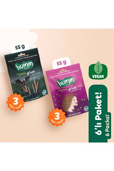 Humm Organic Organic Vegan Salty Grissini Snack Pack - 6 Pieces (2 Types)