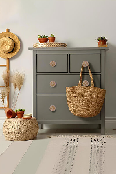 Badem10 Wooden Handle Button Flower Patterned Children's Room Furniture Kitchen Drawer Cabinet Handle Handle Handles 5 Pieces