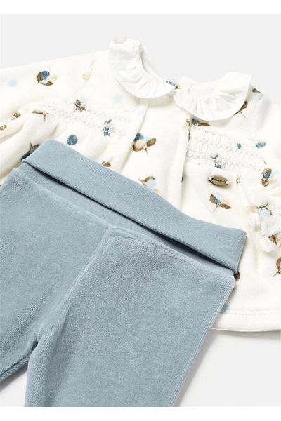 MAYORAL Blue Baby Girl Tights and T-Shirt Set - Long Sleeve with Booties 2503