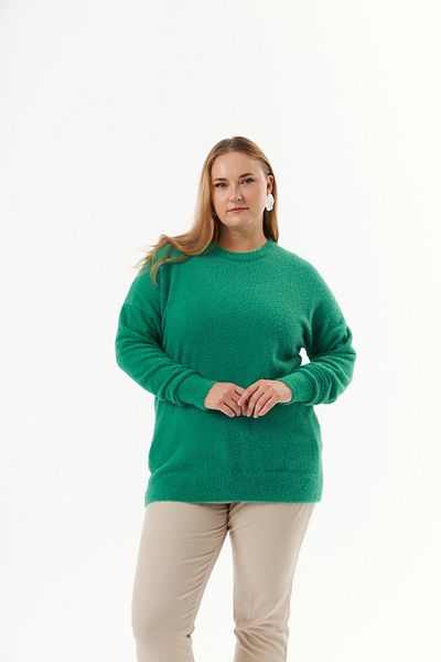 RMG Green Plus Size Cashmere Blended Bearded Knitwear Sweater