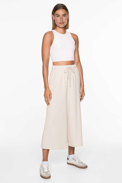 Oysho Soft-touch wide-leg crop trousers with modal